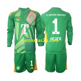 Camisolas de futebol Bayern München Manuel Neuer 1 Guarda Redes Criança Equipamento Quarto 2024/25 Manga Comprida